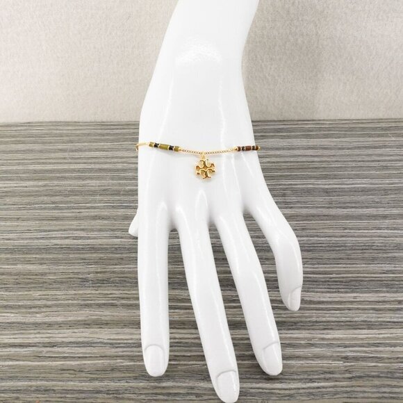 Tory Burch Kira Enamel Bar Bracelet Tory Gold/ Multi Color OS - Picture 5 of 16